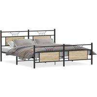 Berkfield Home Metal Bed Frame without Mattress Sonoma Oak 180x200 cm Super King in Light Brown