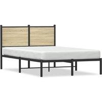 Berkfield Home Metal Bed Frame without Mattress Sonoma Oak 120x200 cm in Black | Size: Small Double
