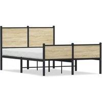 Berkfield Home Metal Bed Frame without Mattress Sonoma Oak 120x200 cm in Light Oak | Size: Small Double