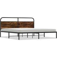 Berkfield Home Metal Bed Frame without Mattress Smoked Oak 180x200 cm Super King