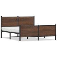 Berkfield Home Metal Bed Frame without Mattress Brown Oak 140x190 cm