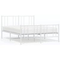 Berkfield Home Metal Bed Frame with Headboard & Footboard White 135x190 cm Double