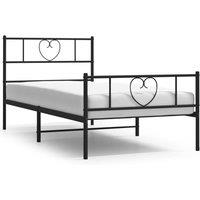 Berkfield Home Metal Bed Frame with Headboard & Footboard Black 120x190 cm Sma | Size: Small Single