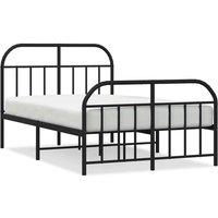 Berkfield Home Metal Bed Frame with Headboard & Footboard Black 180x200 cm Sup | Size: Small Double
