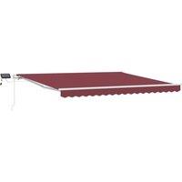 Berkfield Home Manual Retractable Awning with LED Burgundy 400x300 cm