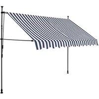 Berkfield Home Manual Retractable Awning with LED 250 cm Blue & White