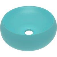 Berkfield Home Luxury Wash Basin Round Matt Light Green 40x15 cm Ceramic in Aqua