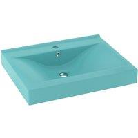 Berkfield Home Luxury Basin with Faucet Hole Matt Light Green 60x46 cm Ceramic in Aqua
