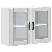Berkfield Home Kitchen Wall Cabinet with Glass Door Kalmar Artisan Oak Wood in Grey