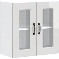 Berkfield Home Kitchen Wall Cabinet with Glass Door Kalmar High Gloss White Wood