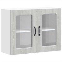 Berkfield Home Kitchen Wall Cabinet with Glass Door Kalmar Grey Sonoma Wood