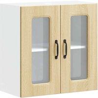 Berkfield Home Kitchen Wall Cabinet with Glass Door Kalmar Sonoma Oak Engineered Wood in Light Brown
