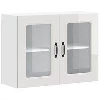 Berkfield Home Kitchen Wall Cabinet with Glass Door Kalmar High Gloss White Wood