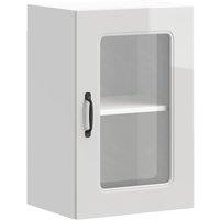 Berkfield Home Kitchen Wall Cabinet with Glass Door Lucca Concrete Grey Wood in White