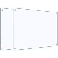 Berkfield Home Kitchen Backsplashes 2 pcs Transparent 80x60 cm Tempered Glass in Clear