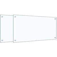 Berkfield Home Kitchen Backsplashes 2 pcs Transparent 80x40 cm Tempered Glass in Clear