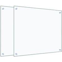 Berkfield Home Kitchen Backsplashes 2 pcs Transparent 70x60 cm Tempered Glass in Clear