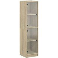 Berkfield Home Highboard with Glass Doors Sonoma Oak 35x37x142 cm in Light Tan | Size: 35 x 37 x 142 cm