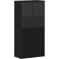 Berkfield Home Highboard with Doors Black Oak 68x37x142 cm Engineered Wood | Size: 68 x 37 x 142 cm