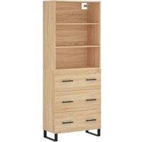 Berkfield Home Highboard Sonoma Oak 69.5x34x180 cm Engineered Wood in Light Brown