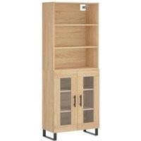 Berkfield Home Highboard Sonoma Oak 69.5x34x180 cm Engineered Wood in Light Tan