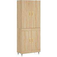 Berkfield Home Highboard Sonoma Oak 69.5x34x180 cm Engineered Wood in Light Tan