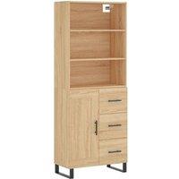 Berkfield Home Highboard Sonoma Oak 69.5x34x180 cm Engineered Wood in Light Brown