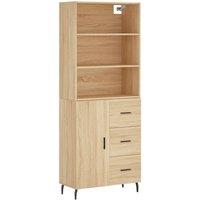 Berkfield Home Highboard Sonoma Oak 69.5x34x180 cm Engineered Wood in Light Tan