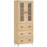 Berkfield Home Highboard Sonoma Oak 69.5x34x180 cm Engineered Wood in Light Tan