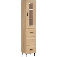 Berkfield Home Highboard Sonoma Oak 34.5x34x180 cm Engineered Wood in Light Oak
