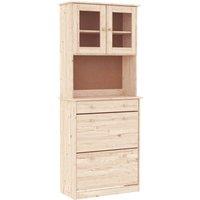 Berkfield Home Highboard ALTA 77x35x188 cm Solid Wood Pine in Natural | Size: 77 x 35 x 188 cm