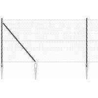 Berkfield Home Hexagon Link Fence with 13 Spike Posts 1x25 m Galvanised Steel in Grey