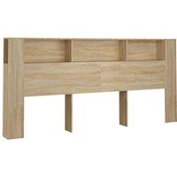 Berkfield Home Headboard Cabinet Sonoma Oak 220x18.5x104.5 cm in Tan