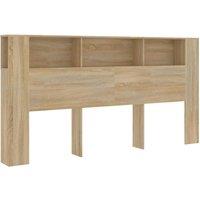 Berkfield Home Headboard Cabinet Sonoma Oak 200x18.5x104.5 cm in Light Brown