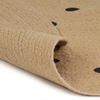 Berkfield Home Handmade Rug Jute with Print Polka Dot 120 cm in Natural | Size: Medium