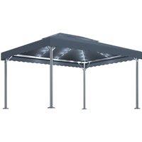 Berkfield Home Gazebo with LED String Lights 400x300 cm Anthracite Aluminium in Dark Grey