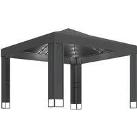 Berkfield Home Gazebo with Double Roof&LED String Lights 3x3 m Anthracite in Dark Grey
