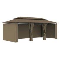 Berkfield Home Gazebo with Curtains 600x298x270 cm Taupe 180 g/m in Stone | Size: 600 x 298 x 270 cm