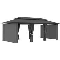 Berkfield Home Gazebo with Curtains 600x298x270 cm Anthracite in Charcoal | Size: 600 x 298 x 270 cm