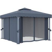 Berkfield Home Gazebo with Curtain 3x3 m Anthracite Aluminium in Dark Grey