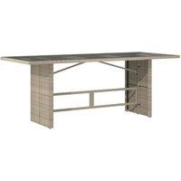 Berkfield Home Garden Table with Glass Top Light Grey 190x80x74 cm Poly Rattan | Size: 190 x 80 x 74 cm