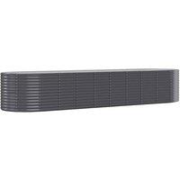 Berkfield Home Garden Raised Bed Powder-coated Steel 396x100x68 cm Anthracite in Dark Grey | Size: 396 x 100 x 68 cm