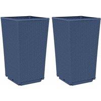 Berkfield Home Garden Planters 2 pcs Blue Grey 32.5x32.5x57 cm PP in Dark Blue