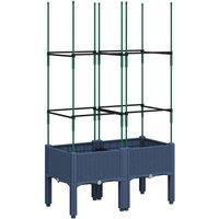 Berkfield Home Garden Planter with Trellis Blue Grey 80x40x142.5 cm PP in Dark Navy