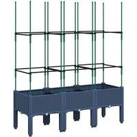 Berkfield Home Garden Planter with Trellis Blue Grey 120x40x142.5 cm PP in Dark Navy