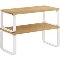 Kelvenix Set of 2 Stackable Bamboo Spice Rack Shelf Organisers