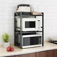 Kelvenix Microwave Oven Rack Stand Storage Holder Kitchen Corner Shelf in Black