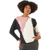 Roman Women's Colour Block Sequin Knit Jumper in Pink