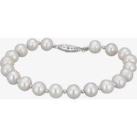 T.H.Baker Women's Sterling Silver 7.5-8mm White Freshwater Pearl Bracelet BRW70013FW | Size: 7.5inch