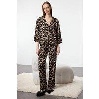 WOVCOR Women's Viscose Woven Sleepwear 2-Piece Pajama Set in Brown | Size: 6